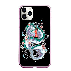 Чехол iPhone 11 Pro матовый Тихиро и Хаку - унесенные призраками, цвет: 3D-розовый