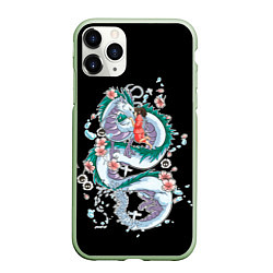 Чехол iPhone 11 Pro матовый Тихиро и Хаку - унесенные призраками, цвет: 3D-салатовый