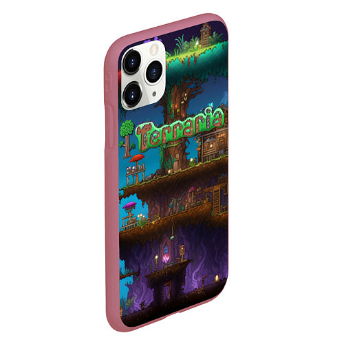 Чехол iPhone 11 Pro матовый Terraria big tree / 3D-Малиновый – фото 2