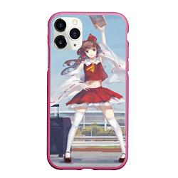 Чехол iPhone 11 Pro матовый Touhou Project Рейму Cute, цвет: 3D-малиновый