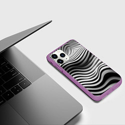 Чехол iPhone 11 Pro матовый Объемные полоски, цвет: 3D-фиолетовый — фото 2