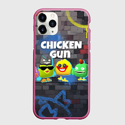 Чехол iPhone 11 Pro матовый Чикен Ган - граффити, цвет: 3D-малиновый