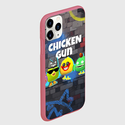 Чехол iPhone 11 Pro матовый Чикен Ган - граффити / 3D-Малиновый – фото 2
