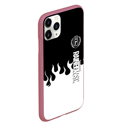 Чехол iPhone 11 Pro матовый Tom Clancy raimbow six fire / 3D-Малиновый – фото 2