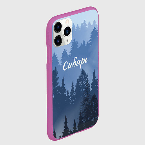 Чехол iPhone 11 Pro матовый Сибирь леса / 3D-Фиолетовый – фото 2