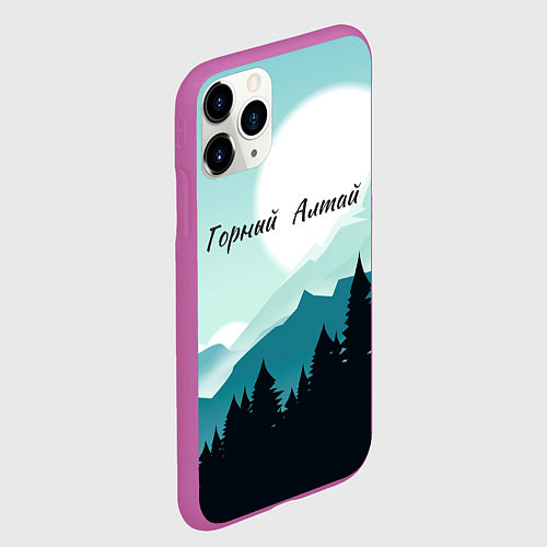 Чехол iPhone 11 Pro матовый Горный Алтай пейзаж / 3D-Фиолетовый – фото 2