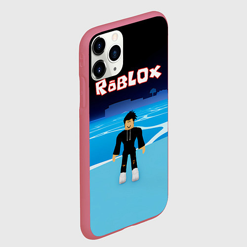 Чехол iPhone 11 Pro матовый Мальчик Роблокс / 3D-Малиновый – фото 2
