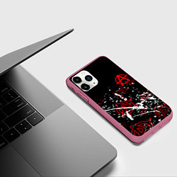 Чехол iPhone 11 Pro матовый Анархия краски текстура, цвет: 3D-малиновый — фото 2