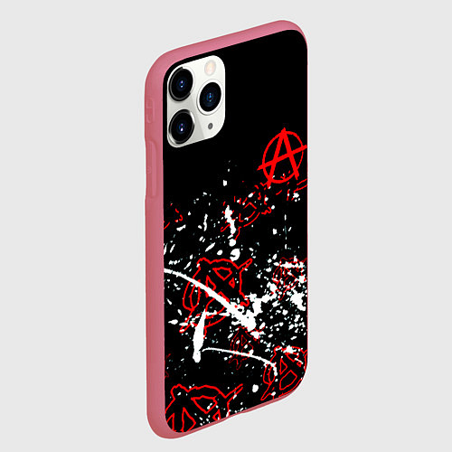 Чехол iPhone 11 Pro матовый Анархия краски текстура / 3D-Малиновый – фото 2
