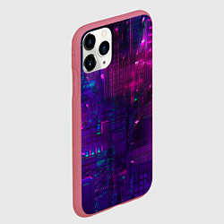 Чехол iPhone 11 Pro матовый Неоновые огни квадратов, цвет: 3D-малиновый — фото 2
