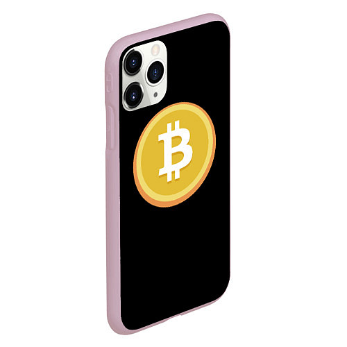 Чехол iPhone 11 Pro матовый Биткоин желтое лого криптовалюта / 3D-Розовый – фото 2