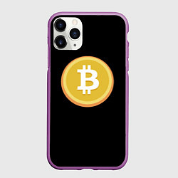 Чехол iPhone 11 Pro матовый Биткоин желтое лого криптовалюта, цвет: 3D-фиолетовый
