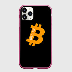 Чехол iPhone 11 Pro матовый Биткоин криптовалюта оранжевое лого, цвет: 3D-малиновый