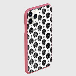 Чехол iPhone 11 Pro матовый Монстера и линии, цвет: 3D-малиновый — фото 2