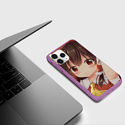 Чехол iPhone 11 Pro матовый Touhou Project Рейму смущённая, цвет: 3D-фиолетовый — фото 2