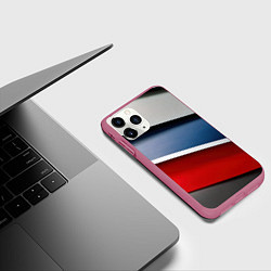 Чехол iPhone 11 Pro матовый Разноцветная полосы абстракция, цвет: 3D-малиновый — фото 2