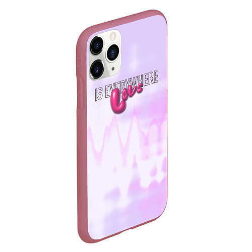 Чехол iPhone 11 Pro матовый Love is everywhere on gradient / 3D-Малиновый – фото 2