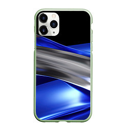 Чехол iPhone 11 Pro матовый Серебряная вставка на синей абстракции