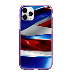 Чехол iPhone 11 Pro матовый Изогнутая белая синяя красная абстракция, цвет: 3D-фиолетовый