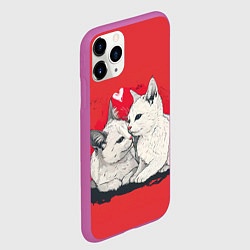 Чехол iPhone 11 Pro матовый Влюбленные белые кошечки, цвет: 3D-фиолетовый — фото 2
