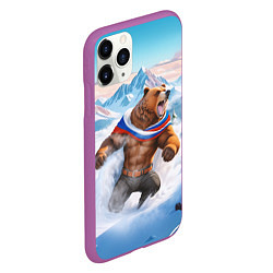 Чехол iPhone 11 Pro матовый Медведь с триколором, цвет: 3D-фиолетовый — фото 2