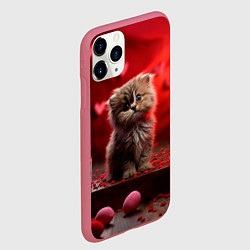 Чехол iPhone 11 Pro матовый 14 февраля влюбленный котик, цвет: 3D-малиновый — фото 2