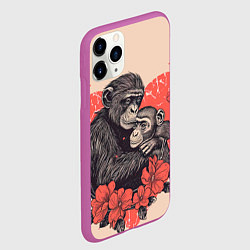 Чехол iPhone 11 Pro матовый Влюбленные обезьяны 14 февраля, цвет: 3D-фиолетовый — фото 2