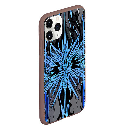 Чехол iPhone 11 Pro матовый Камень и синие кристаллы / 3D-Коричневый – фото 2