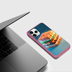 Чехол iPhone 11 Pro матовый Абстрактный гамбургер в форме куба, цвет: 3D-малиновый — фото 2