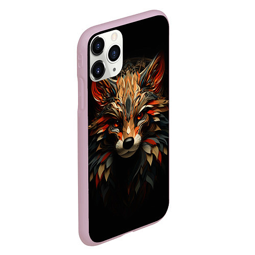 Чехол iPhone 11 Pro матовый Красавец лис мозаика / 3D-Розовый – фото 2