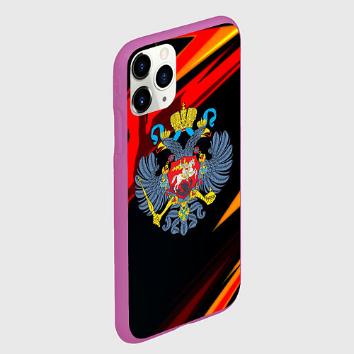 Чехол iPhone 11 Pro матовый Герб Рф геометрия / 3D-Фиолетовый – фото 2