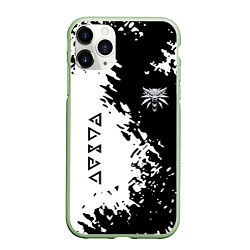 Чехол iPhone 11 Pro матовый The Witcher game краски, цвет: 3D-салатовый