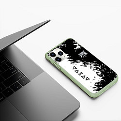 Чехол iPhone 11 Pro матовый The Witcher game краски, цвет: 3D-салатовый — фото 2