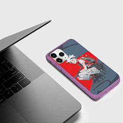 Чехол iPhone 11 Pro матовый Боевая девушка на приседе, цвет: 3D-фиолетовый — фото 2