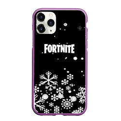 Чехол iPhone 11 Pro матовый Fortnite новый год паттерн