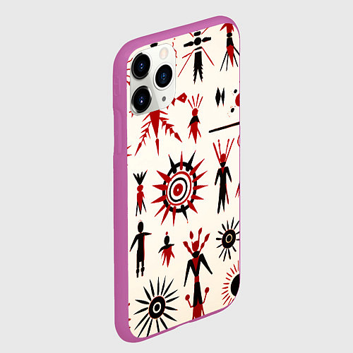 Чехол iPhone 11 Pro матовый Абстрактные фигурки / 3D-Фиолетовый – фото 2