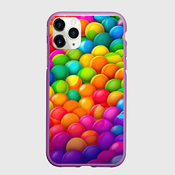 Чехол iPhone 11 Pro матовый Радужные пупырки, цвет: 3D-фиолетовый