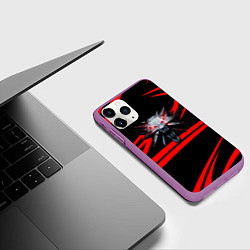 Чехол iPhone 11 Pro матовый Ведьмак дикая охота лого линии, цвет: 3D-фиолетовый — фото 2