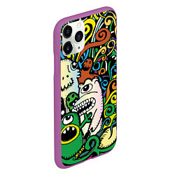 Чехол iPhone 11 Pro матовый Сумасшедшие монстры, цвет: 3D-фиолетовый — фото 2