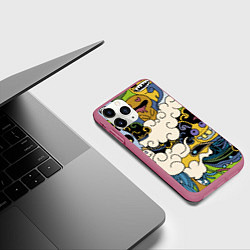 Чехол iPhone 11 Pro матовый Облачные монстры, цвет: 3D-малиновый — фото 2