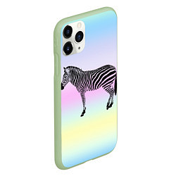 Чехол iPhone 11 Pro матовый Зебра по радужном фоне, цвет: 3D-салатовый — фото 2