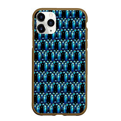 Чехол iPhone 11 Pro матовый Чёрный кристаллический доспех, цвет: 3D-коричневый