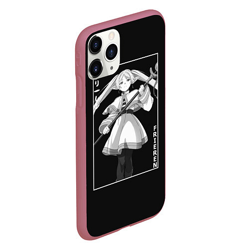 Чехол iPhone 11 Pro матовый Frieren waifu / 3D-Малиновый – фото 2