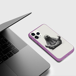 Чехол iPhone 11 Pro матовый Ленивиц в позе лотоса, цвет: 3D-фиолетовый — фото 2