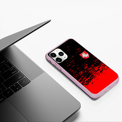 Чехол iPhone 11 Pro матовый Герб Белоруссии краски красные, цвет: 3D-розовый — фото 2