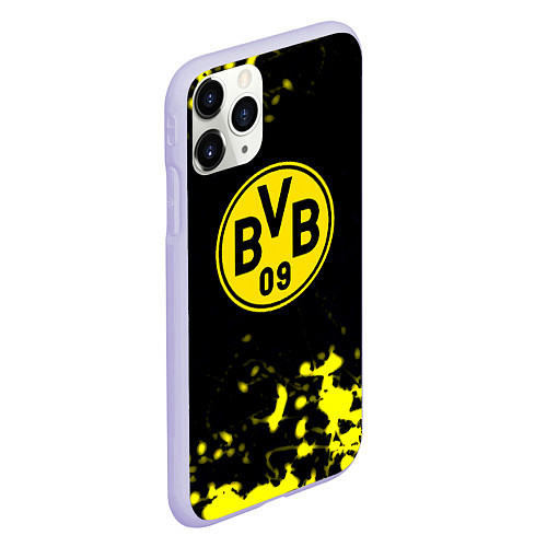 Чехол iPhone 11 Pro матовый Borussia краски жёлтые / 3D-Светло-сиреневый – фото 2