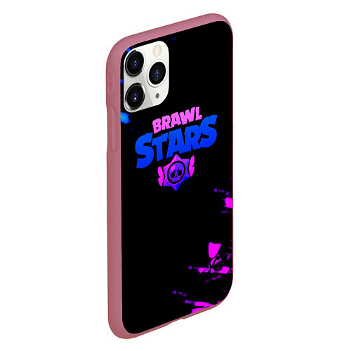 Чехол iPhone 11 Pro матовый Brawl stars neon / 3D-Малиновый – фото 2