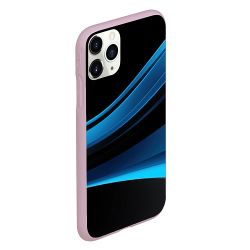 Чехол iPhone 11 Pro матовый Черная и синяя геометрическая абстракция / 3D-Розовый – фото 2