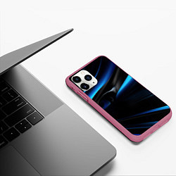 Чехол iPhone 11 Pro матовый Черная и синяя геометрическая абстракция, цвет: 3D-малиновый — фото 2