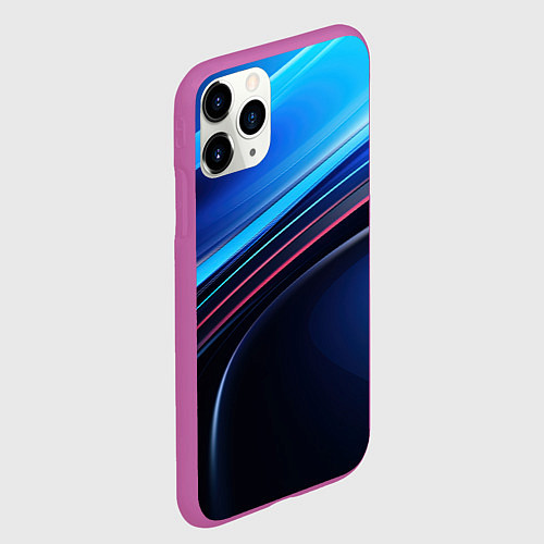 Чехол iPhone 11 Pro матовый Синяя и черная абстракция геометрическая / 3D-Фиолетовый – фото 2